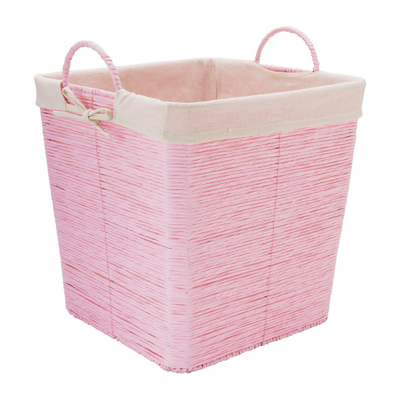 Wasmand Batavia met voering - roze - 35x35x36 cm
