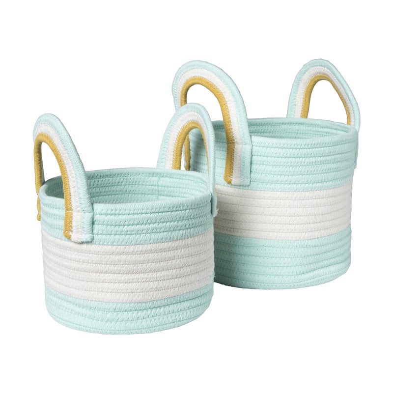 Mand colors met hengsels - blauw/wit - ø13x17 cm