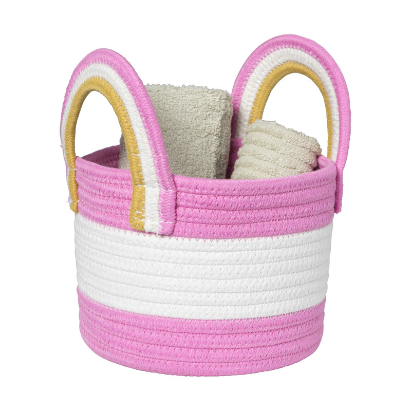 Mand colors met hengsels - roze/wit - ø13x17 cm