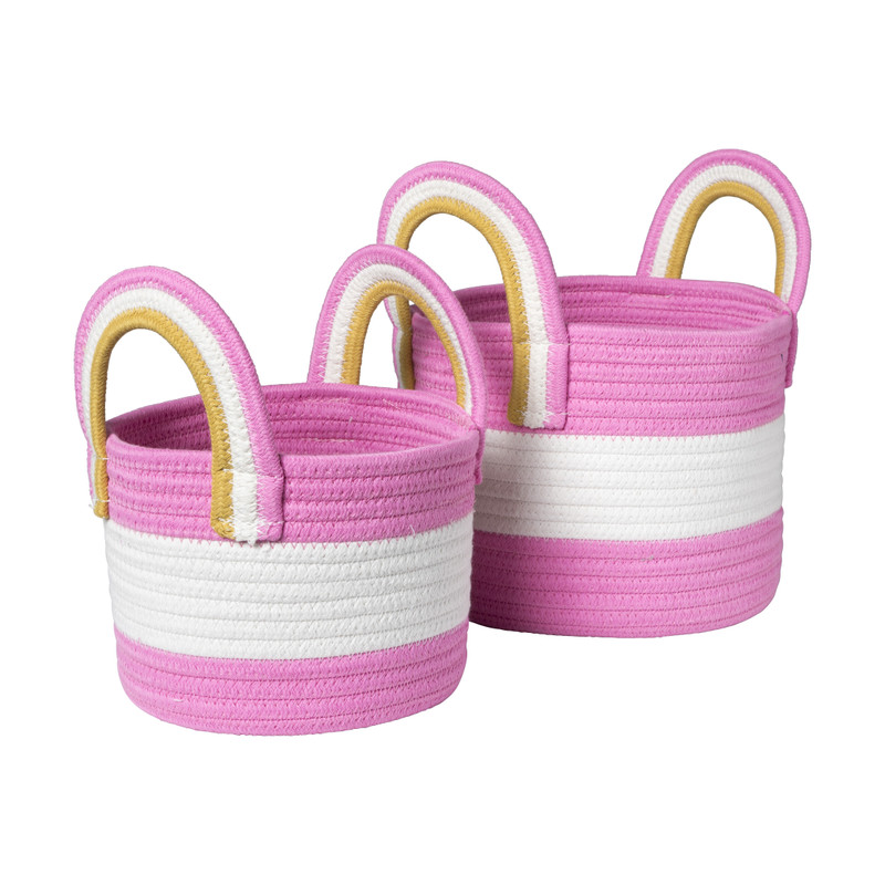 Mand colors met hengsels - roze/wit - ø13x17 cm