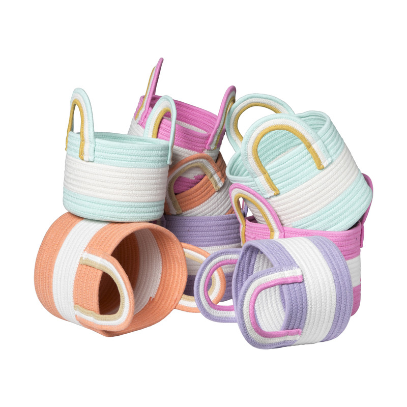 Mand colors met hengsels - roze/wit - ø17x21 cm