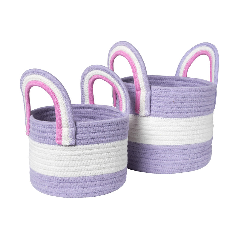 Mand colors met hengsels - lila/wit - ø17x21 cm
