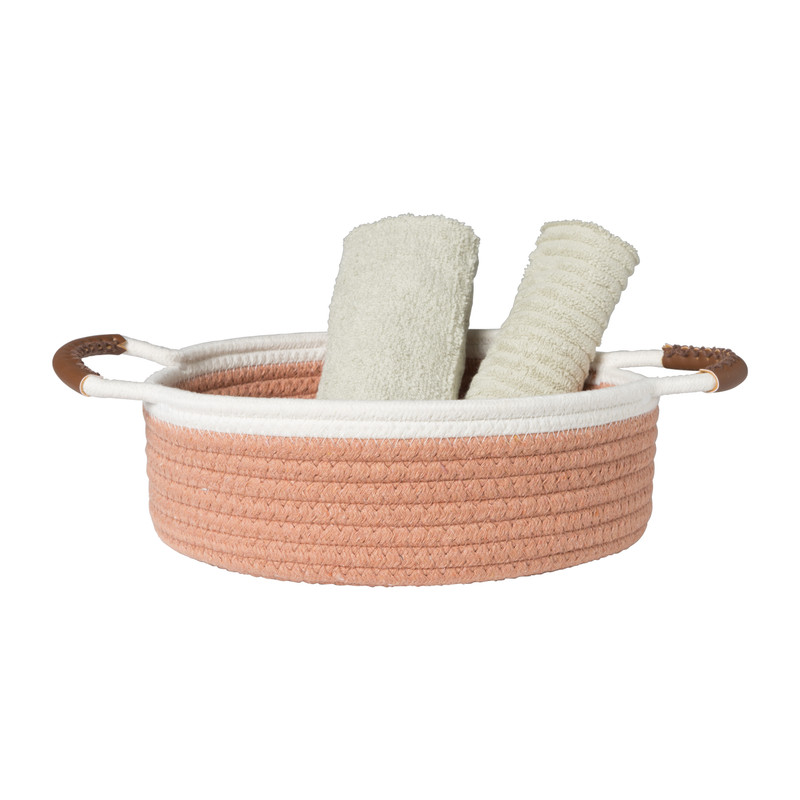 Mand colors laag - oranje/wit - ø27x9 cm