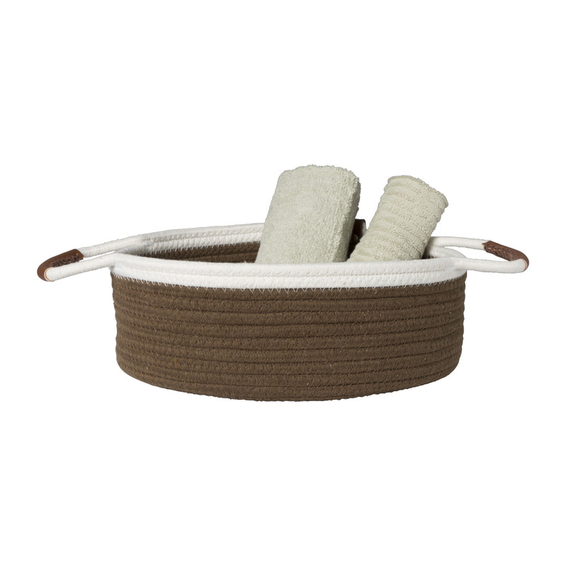 Mand colors laag - bruin/wit - ø30x10 cm