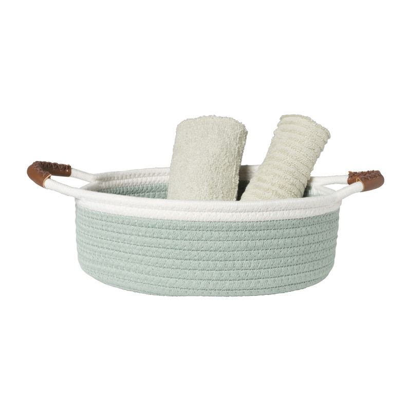 Mand colors laag - groen/wit - ø27x9 cm