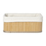 Mand bamboe met teddy - 12x30x23 cm - naturel/wit