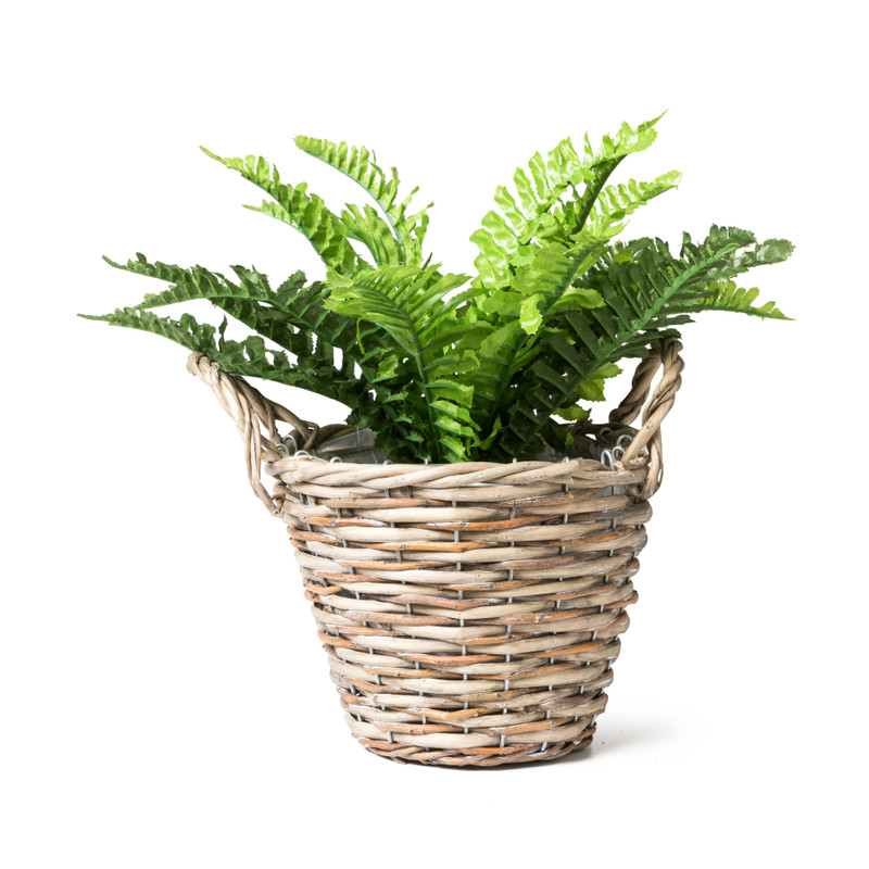 Bloempot rond met voering - bruin/grijs- ⌀20x15 cm 