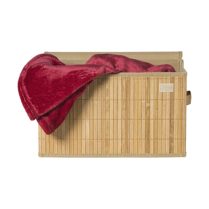 Opbergmand met deksel groot - bamboe - 25x38x22 cm 