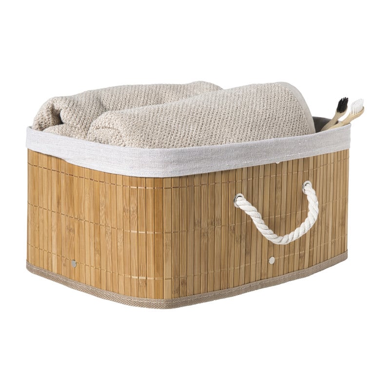 Opbergmand rechthoek laag - bamboe - 26x35x18 cm