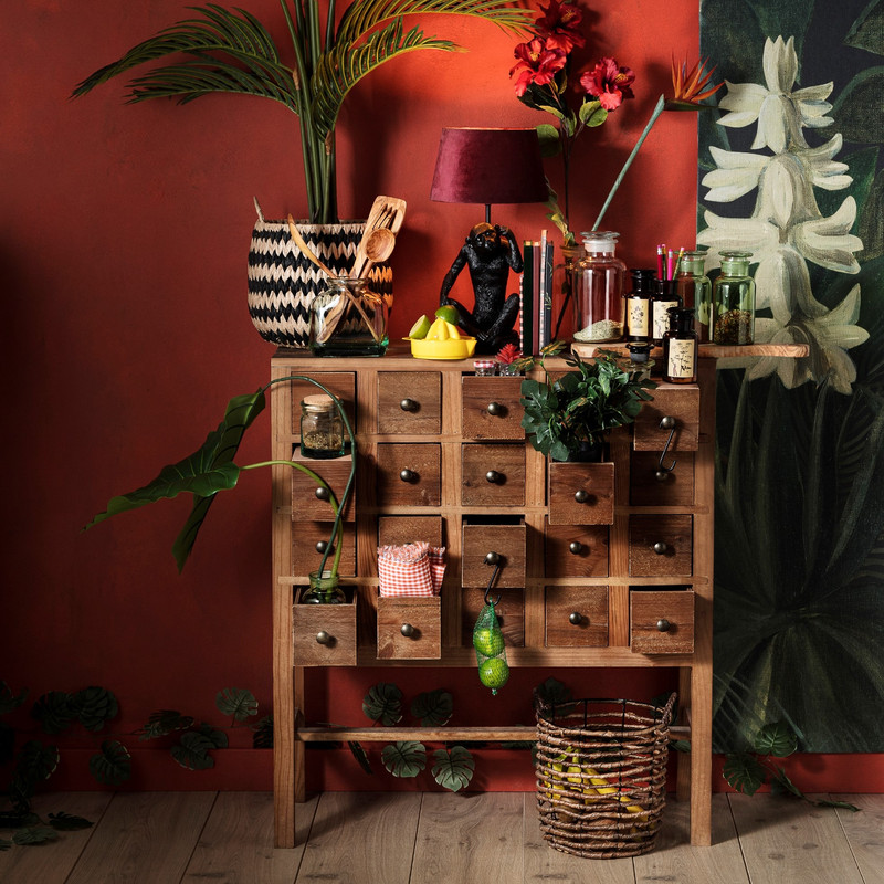 Mand bananenblad - bruin - ⌀ 25 x 25 cm