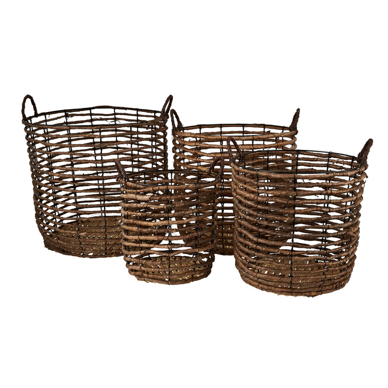 Mand bananenblad - bruin - ⌀ 32 x 30 cm
