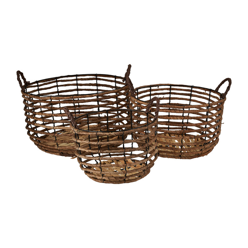 Mand bananenblad - bruin - ⌀ 25 x 15 cm 