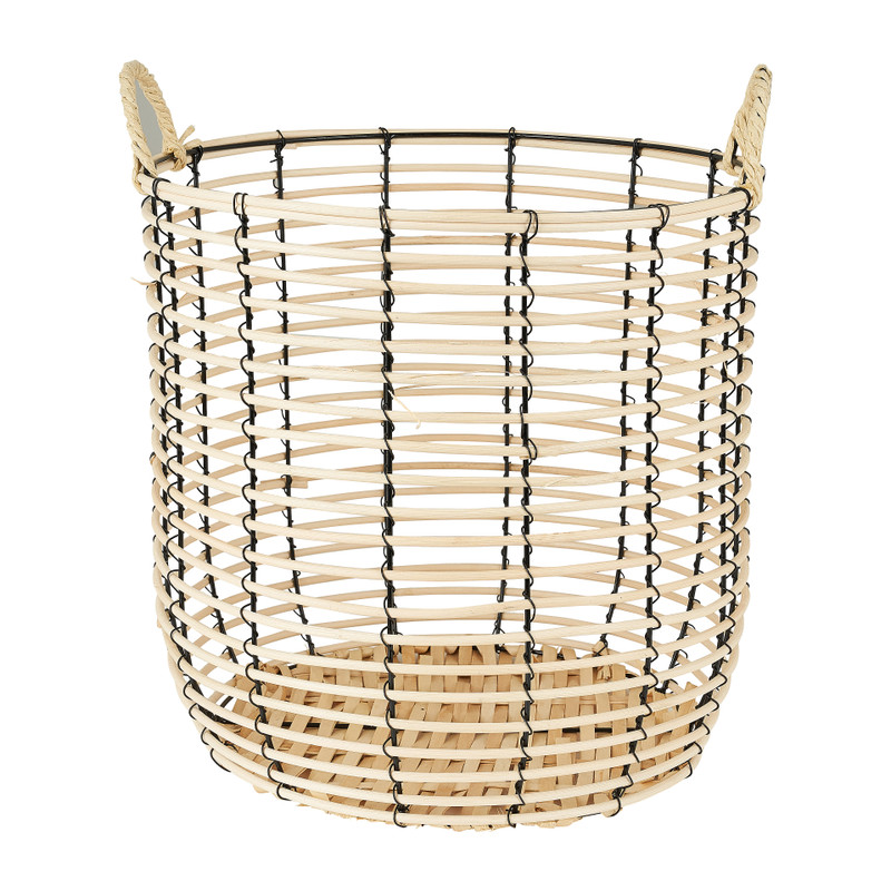 Mand bamboe - zwart -  ⌀ 37 x 35 cm