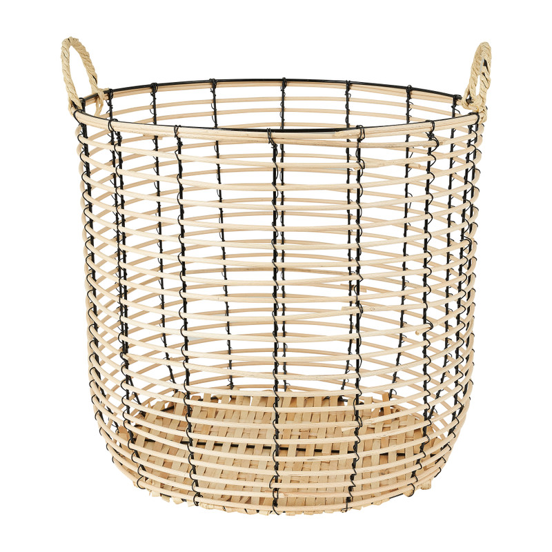 Mand bamboe - zwart -  ⌀ 43 x 40 cm