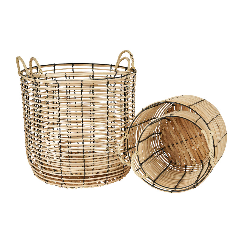 Mand bamboe - zwart -  ⌀ 43 x 40 cm