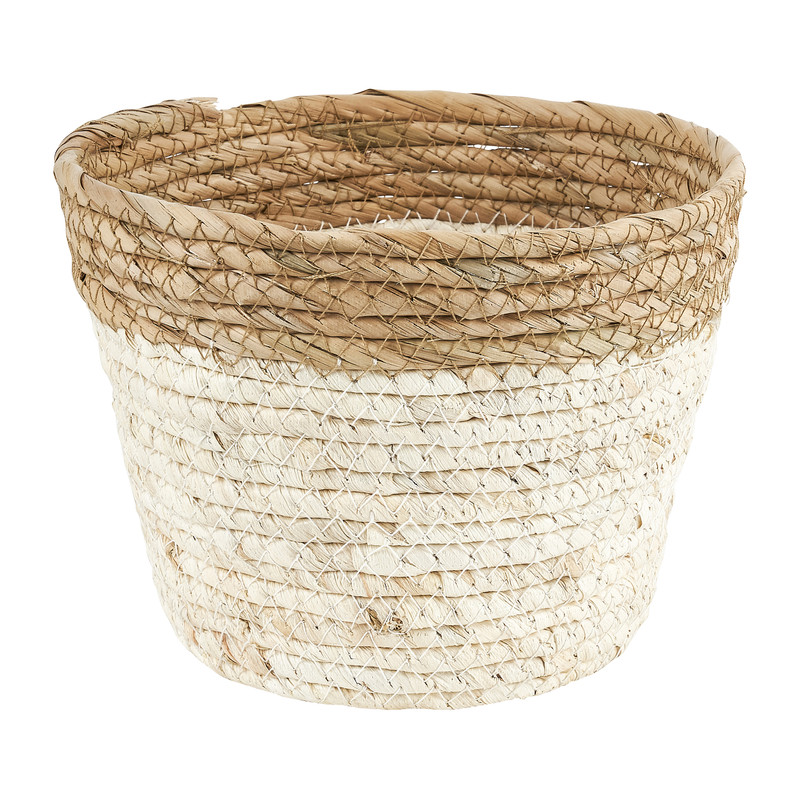 Rieten bloempot - wit - ⌀19x14 cm 