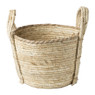 Mand laag met handels - naturel - Ø25x20 cm