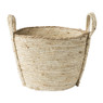 Mand laag met handels - naturel - Ø34x28 cm