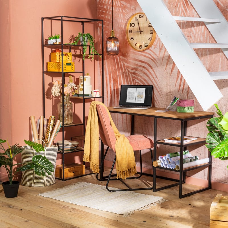 Mand met strepen - naturel - ⌀40x44 cm