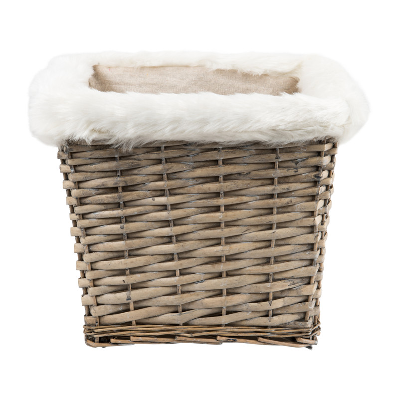 Mand met bontrand -  30x30x25 cm