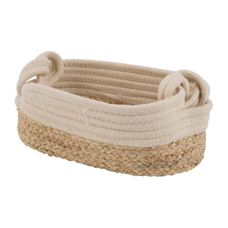 Mand ovaal met witte rand - 26x16x10 cm