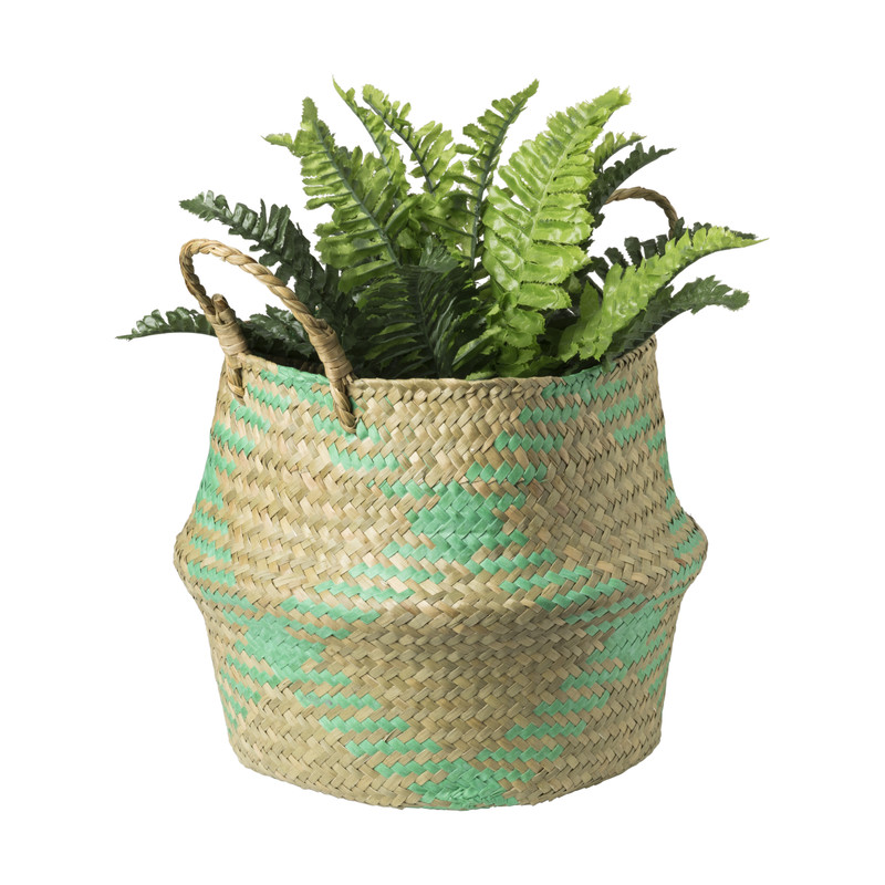 Mand streep - bruin/turquoise - ø23x28 cm