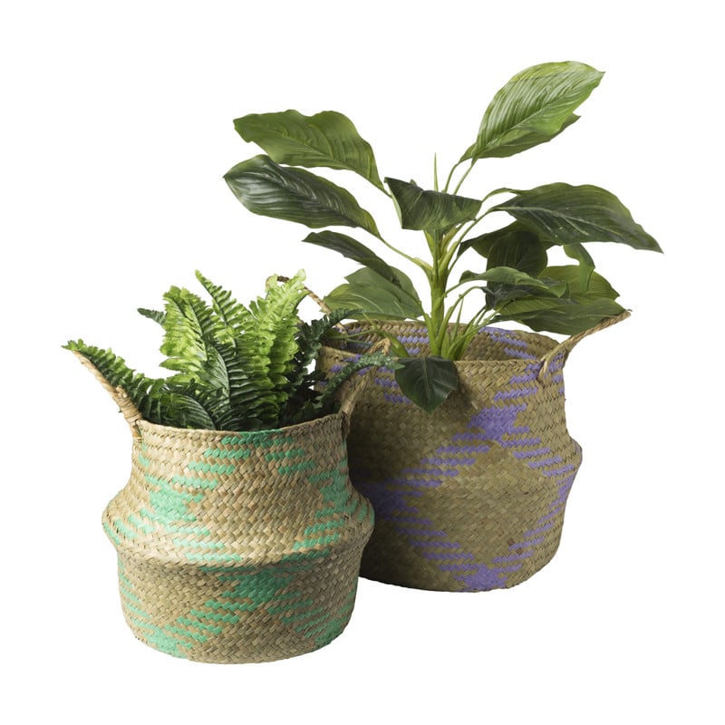 Mand streep - bruin/turquoise - ø23x28 cm