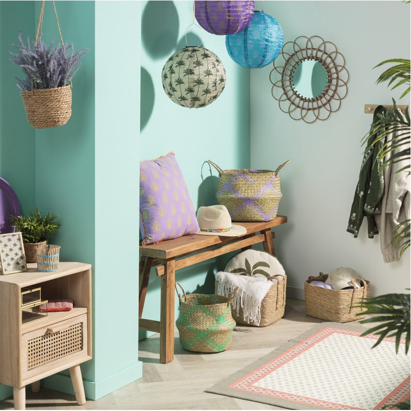 Mand streep - bruin/turquoise - ø23x28 cm