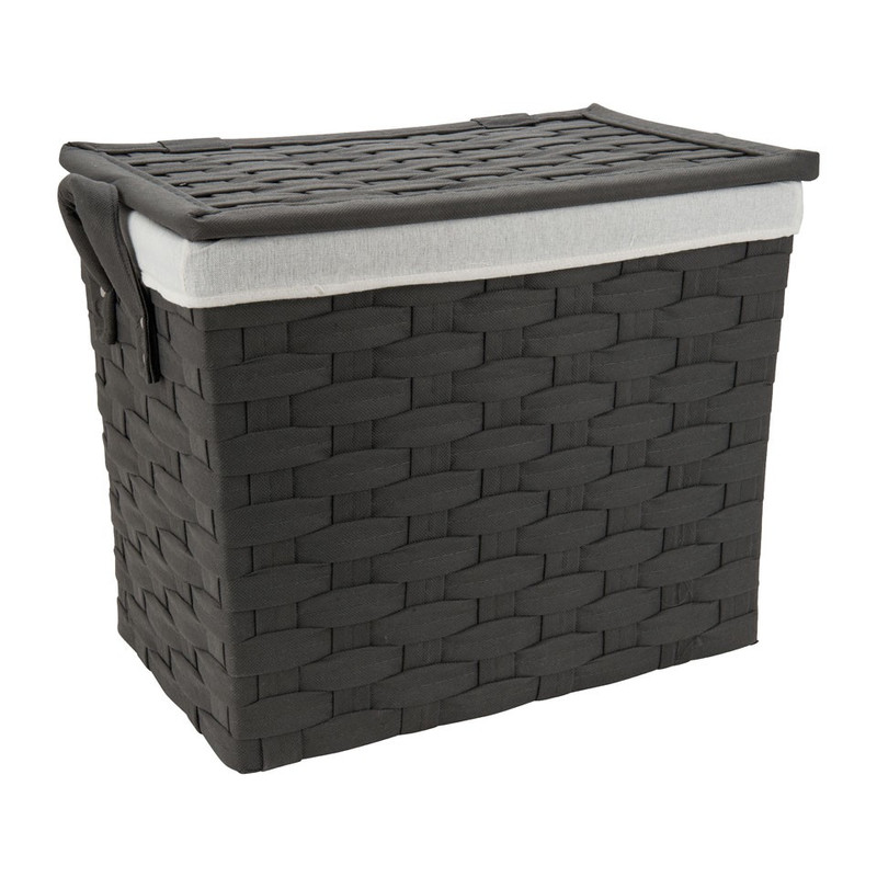 Wasmand brede vlecht - donkergrijs - 33x48x40 cm