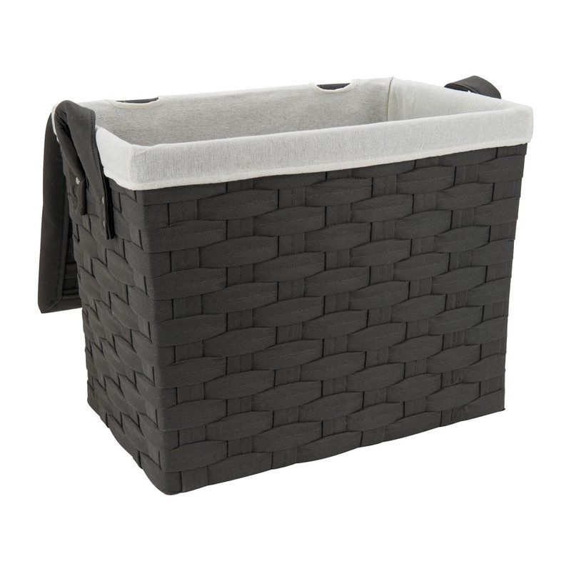 Wasmand brede vlecht - donkergrijs - 33x48x40 cm
