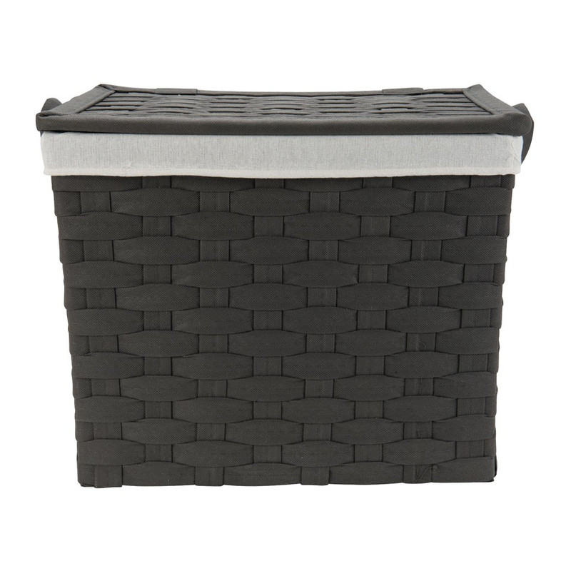 Wasmand brede vlecht - donkergrijs - 33x48x40 cm