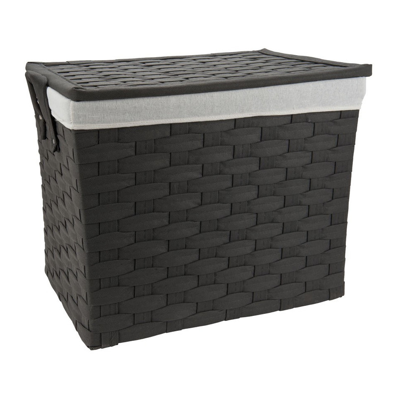 Wasmand brede vlecht - donkergrijs - 40x54x45 cm