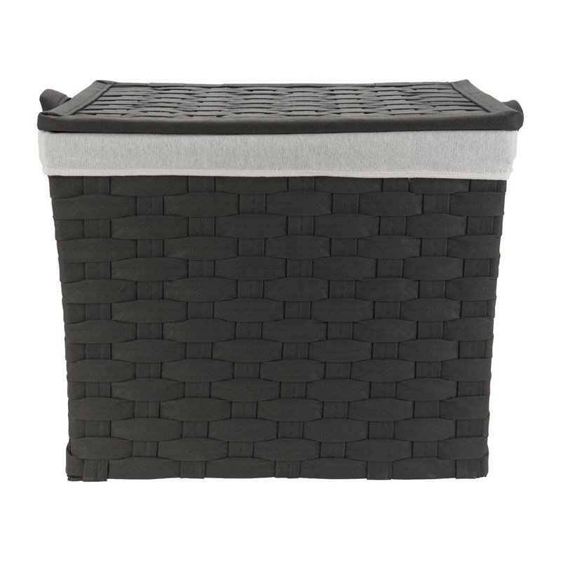 Wasmand brede vlecht - donkergrijs - 40x54x45 cm