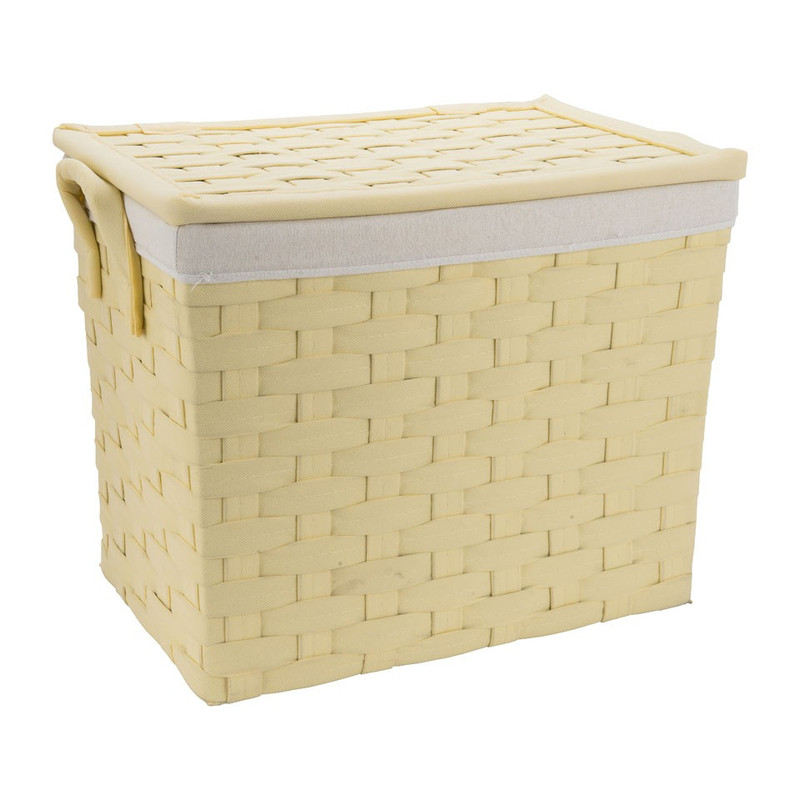 Wasmand brede vlecht - naturel - 33x48x40 cm