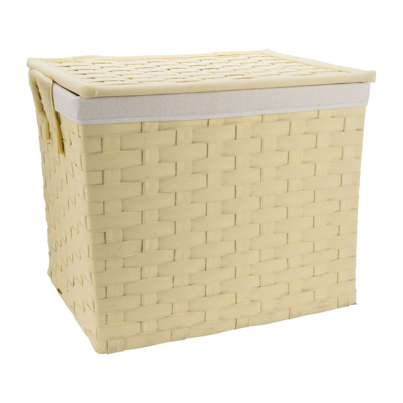 Wasmand brede vlecht - naturel - 40x54x45 cm