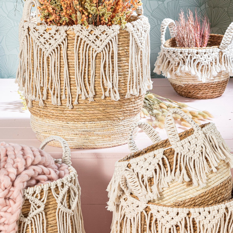 Mand met macramé - ⌀33x31 cm 