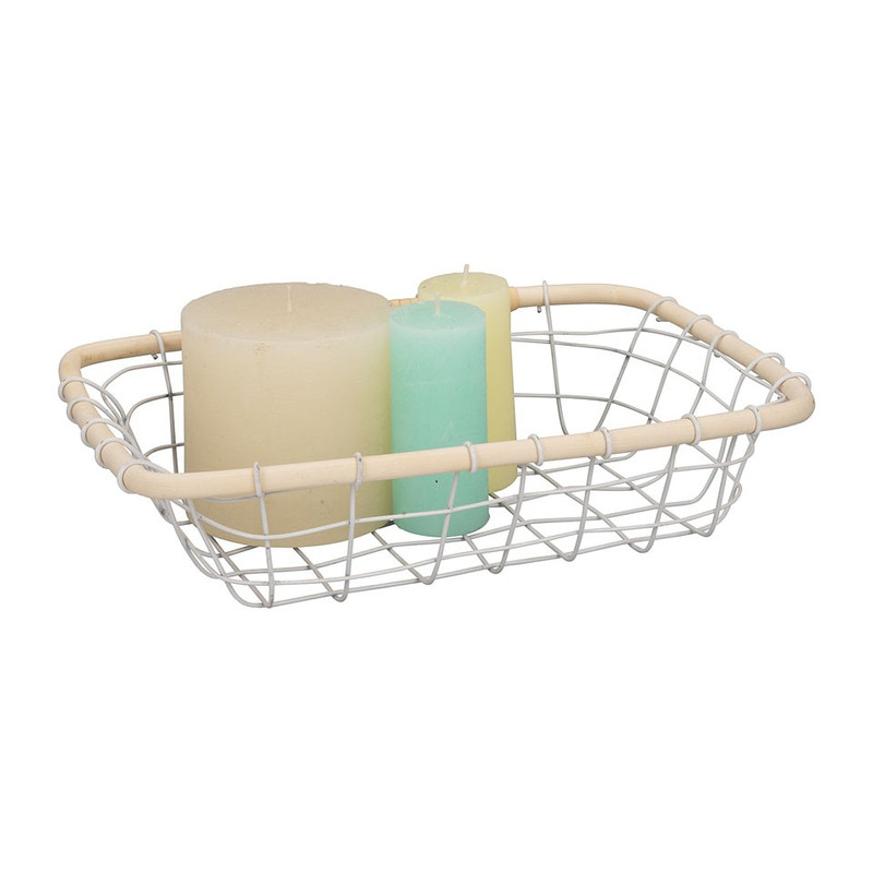 Draadmand met bamboe rand - 31x21 cm