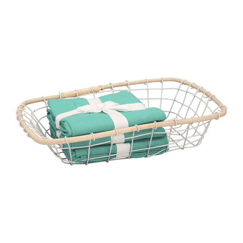 Draadmand met bamboe rand - 38x27 cm