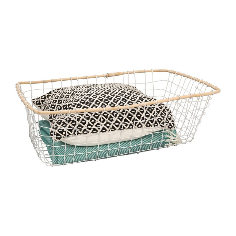 Draadmand met bamboe rand - 63x41 cm 