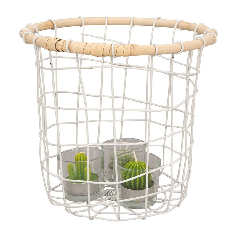 Draadmand met bamboe rand - 21x21 cm