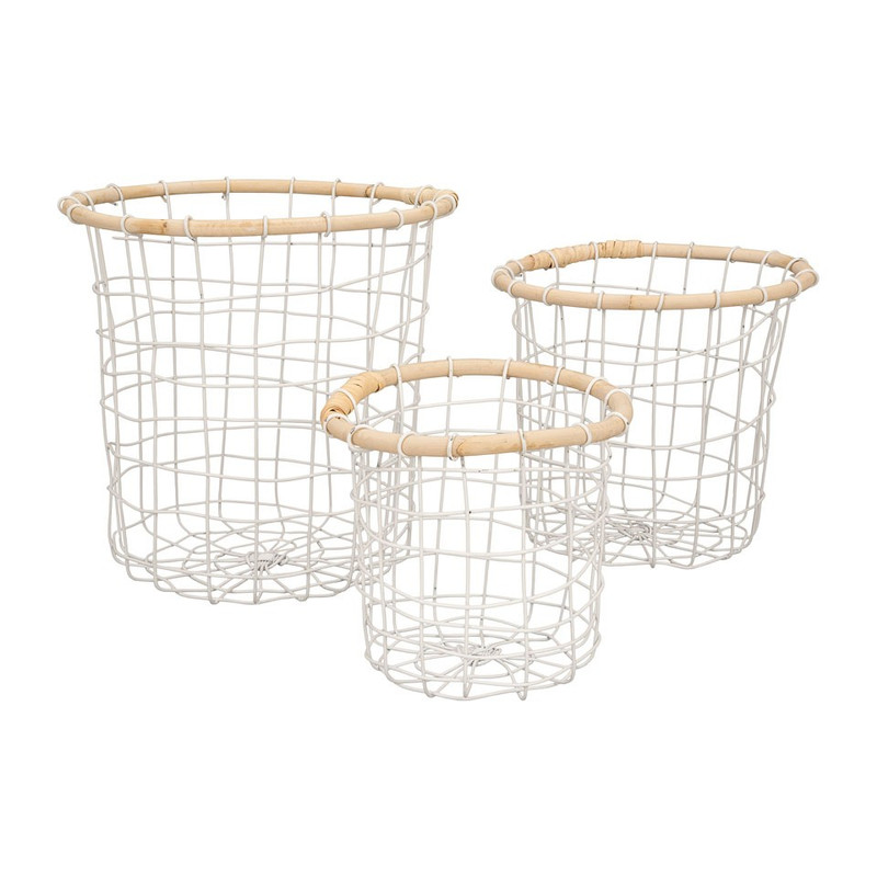 Draadmand met bamboe rand - 21x21 cm