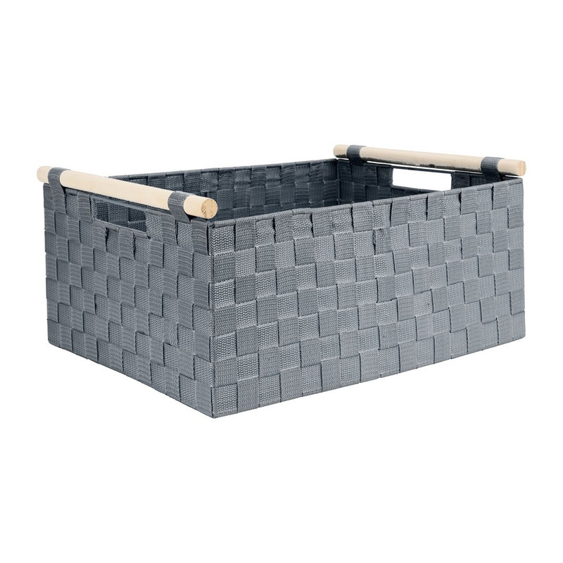 Lademand houten greep - grijs - 33x47x21 cm