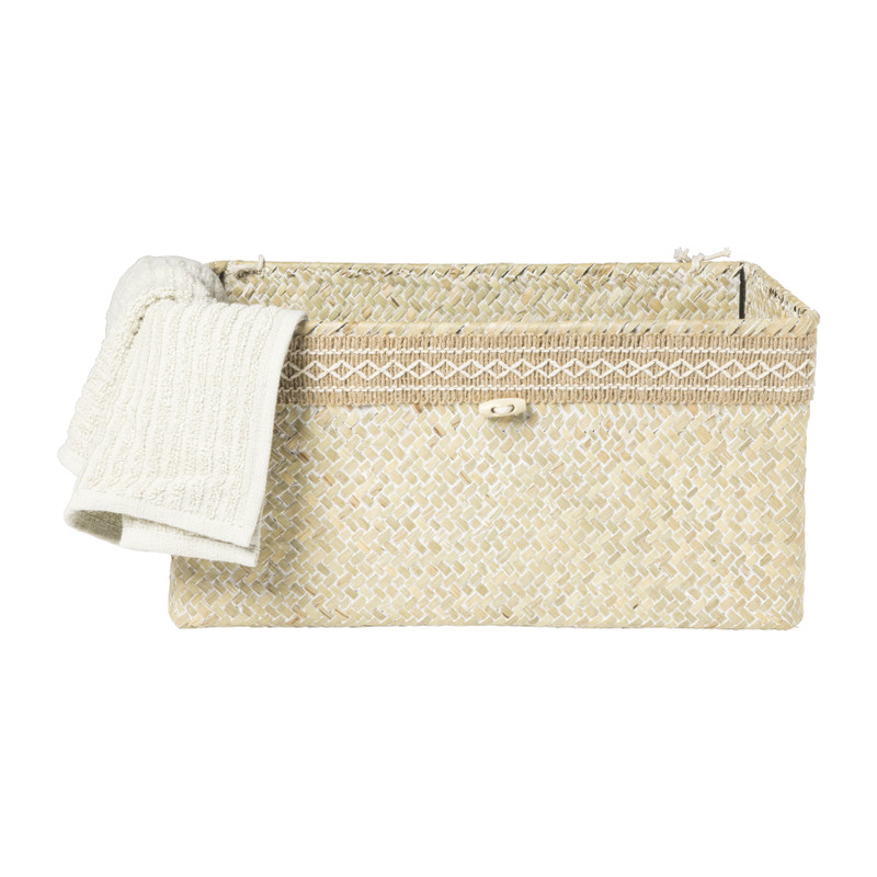 Mand met deksel Stijn - 17.5x35x25 cm - wit