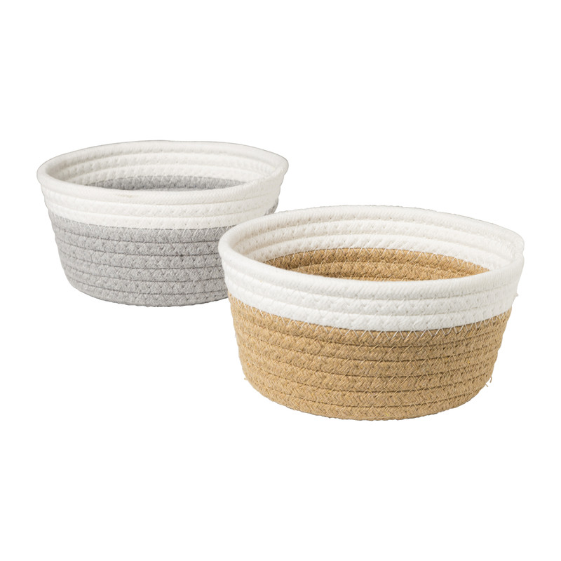 Mand Nienke rond - wit/grijs - ø18x8.5 cm