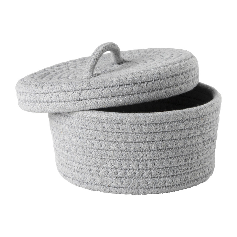 Mand met deksel Julia - grijs - ø19x10 cm