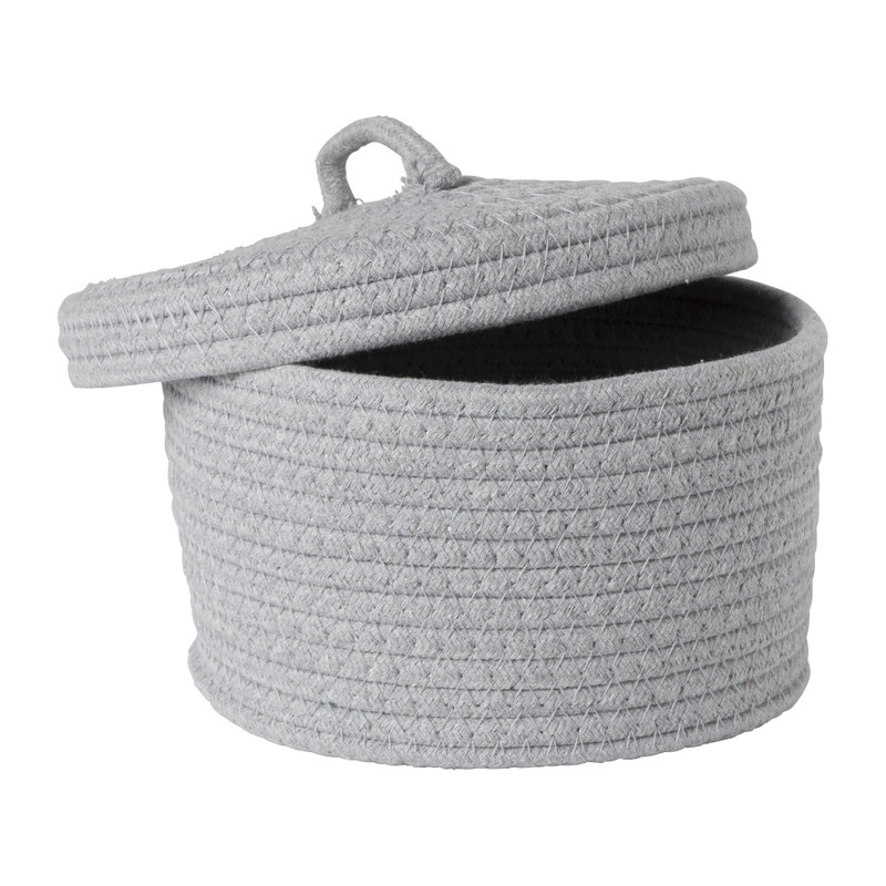 Mand met deksel Julia - grijs - ø22x13 cm