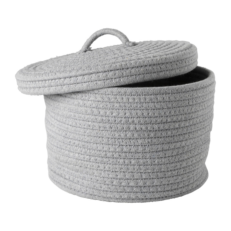 Mand met deksel Julia - grijs - ø25x15 cm