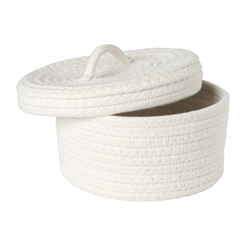 Mand met deksel Julia - wit - ø19x10 cm