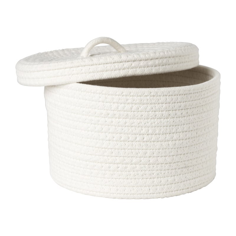 Mand met deksel Julia - wit - ø25x15 cm