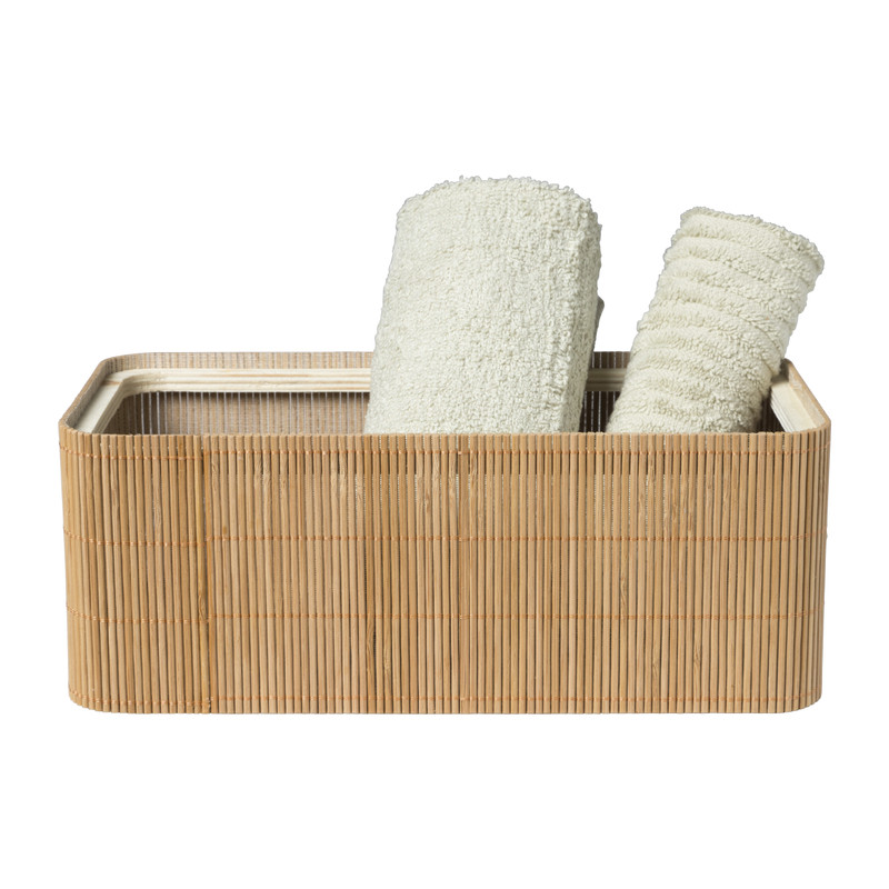 Bamboe kistje met deksel Jesse - 10x27x15.5 cm - naturel
